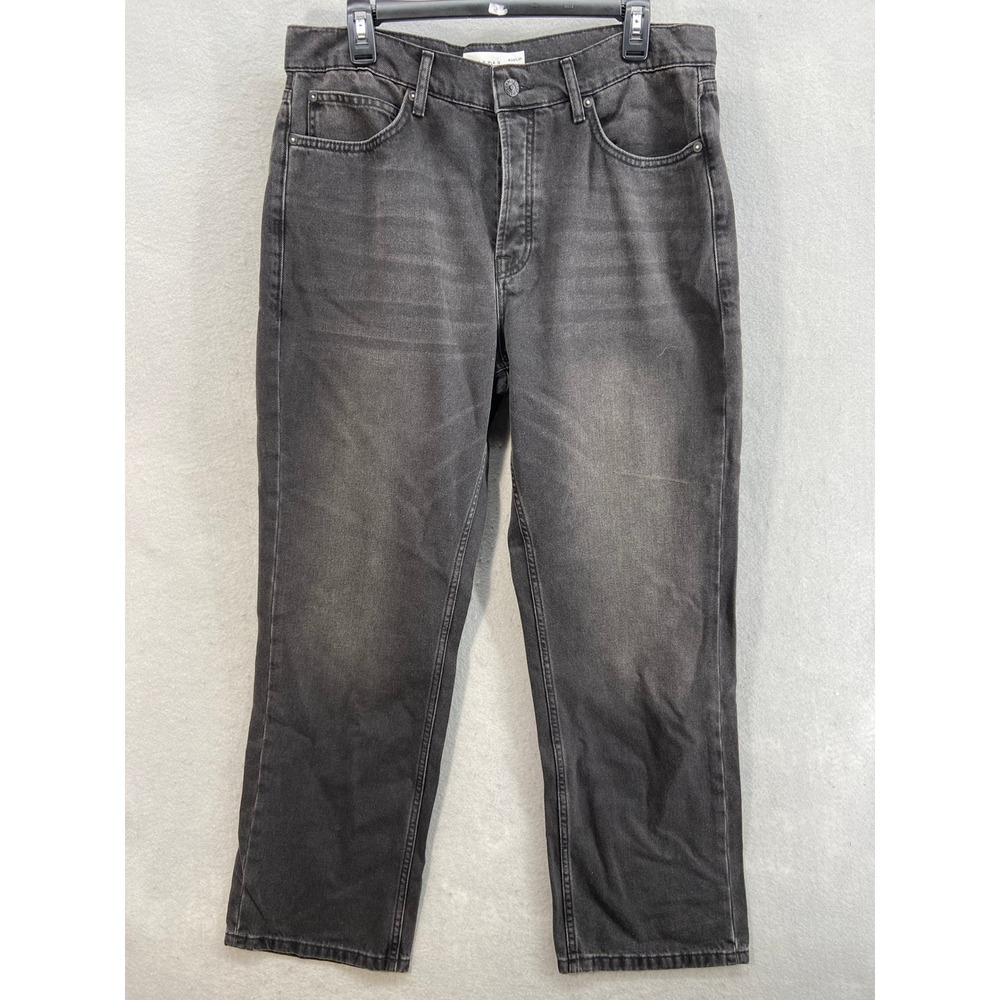 Topman Jeans‎ Mens 34x30 Straight Leg Jeans Faded Black Charcoal Denim